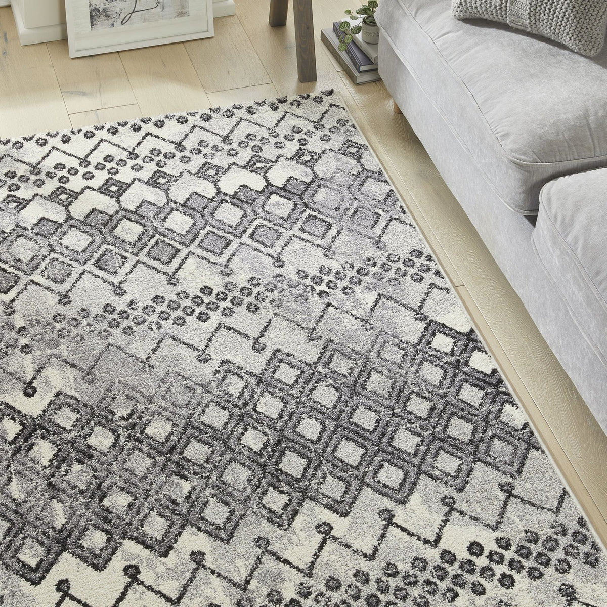 Somerset Berber White Anthracite Shaggy Rug