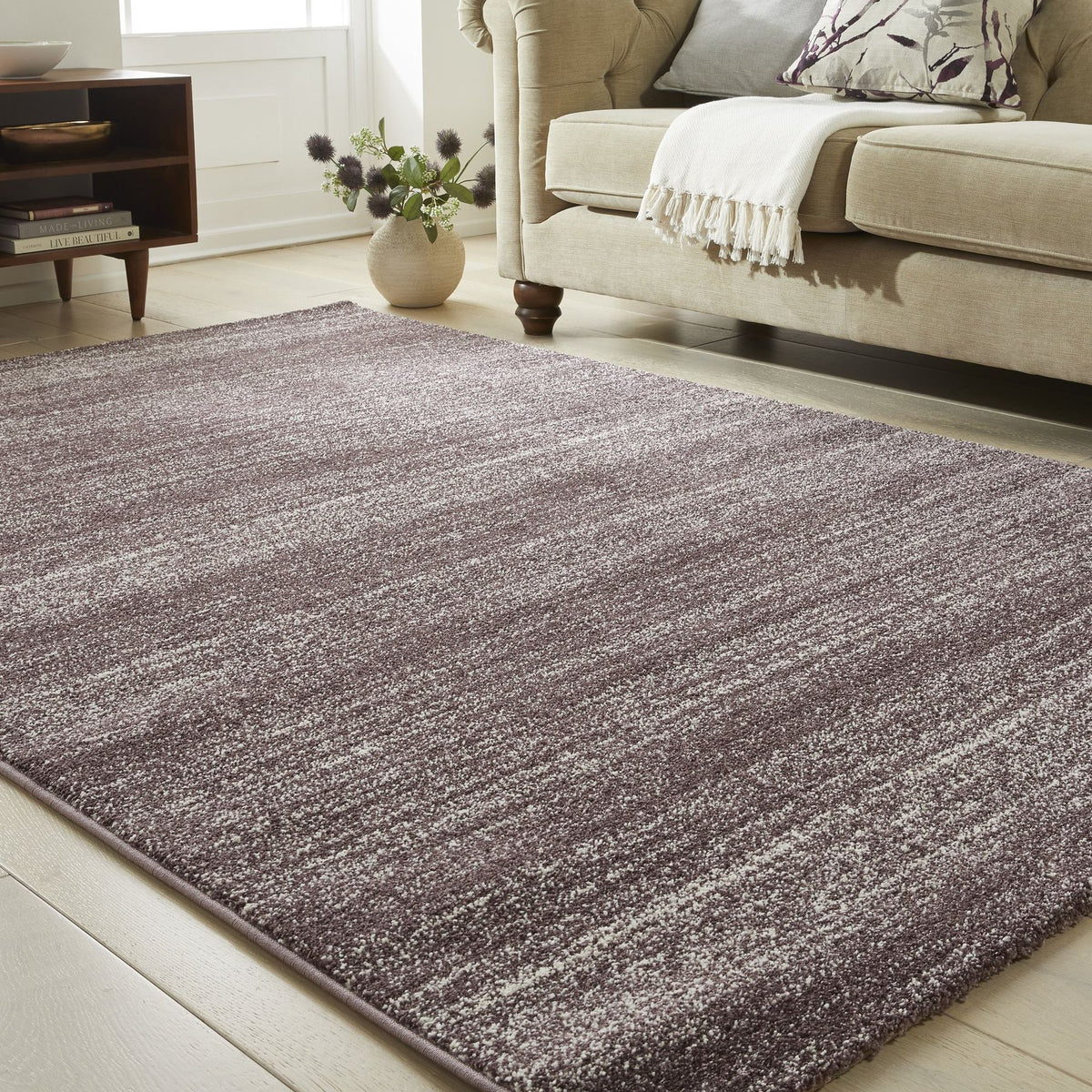 Somerset Melange Plum Shaggy Rug