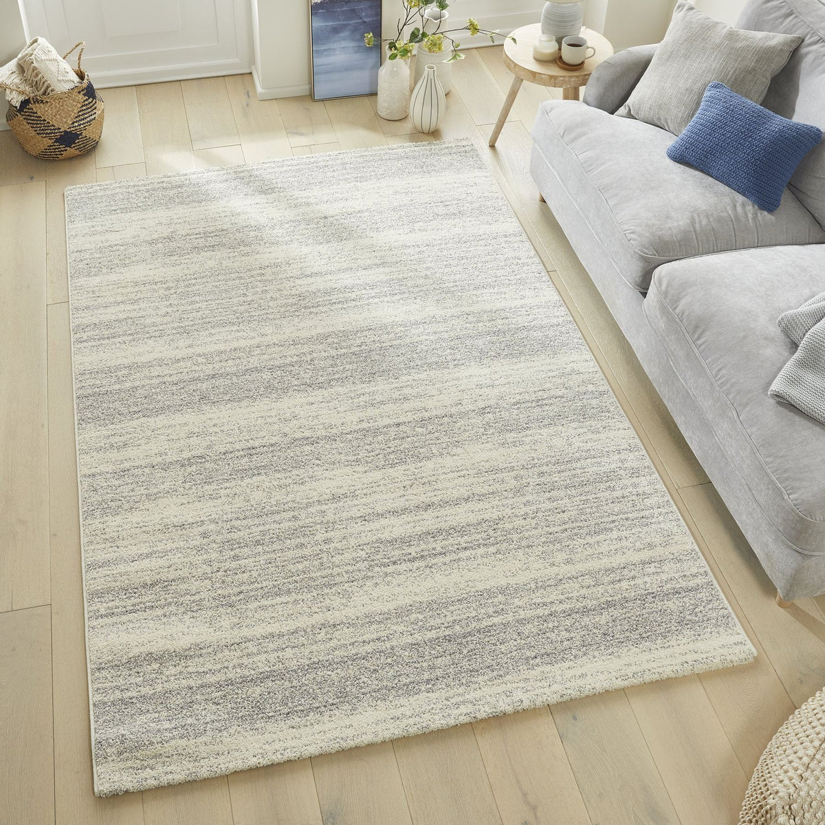 Somerset Melange White Grey Shaggy Rug
