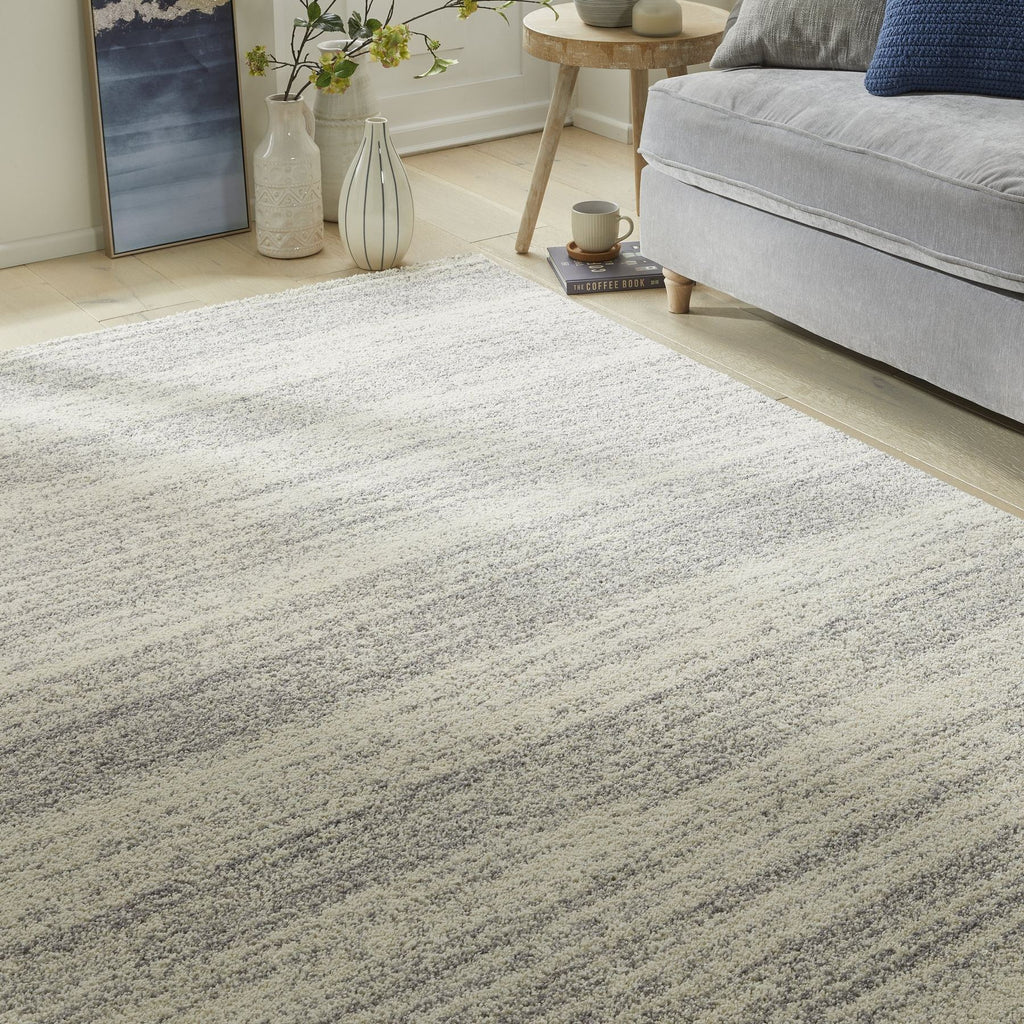 Somerset Melange White Grey Shaggy Rug