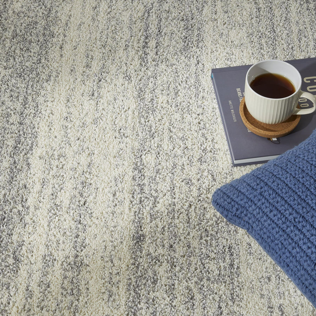Somerset Melange White Grey Shaggy Rug