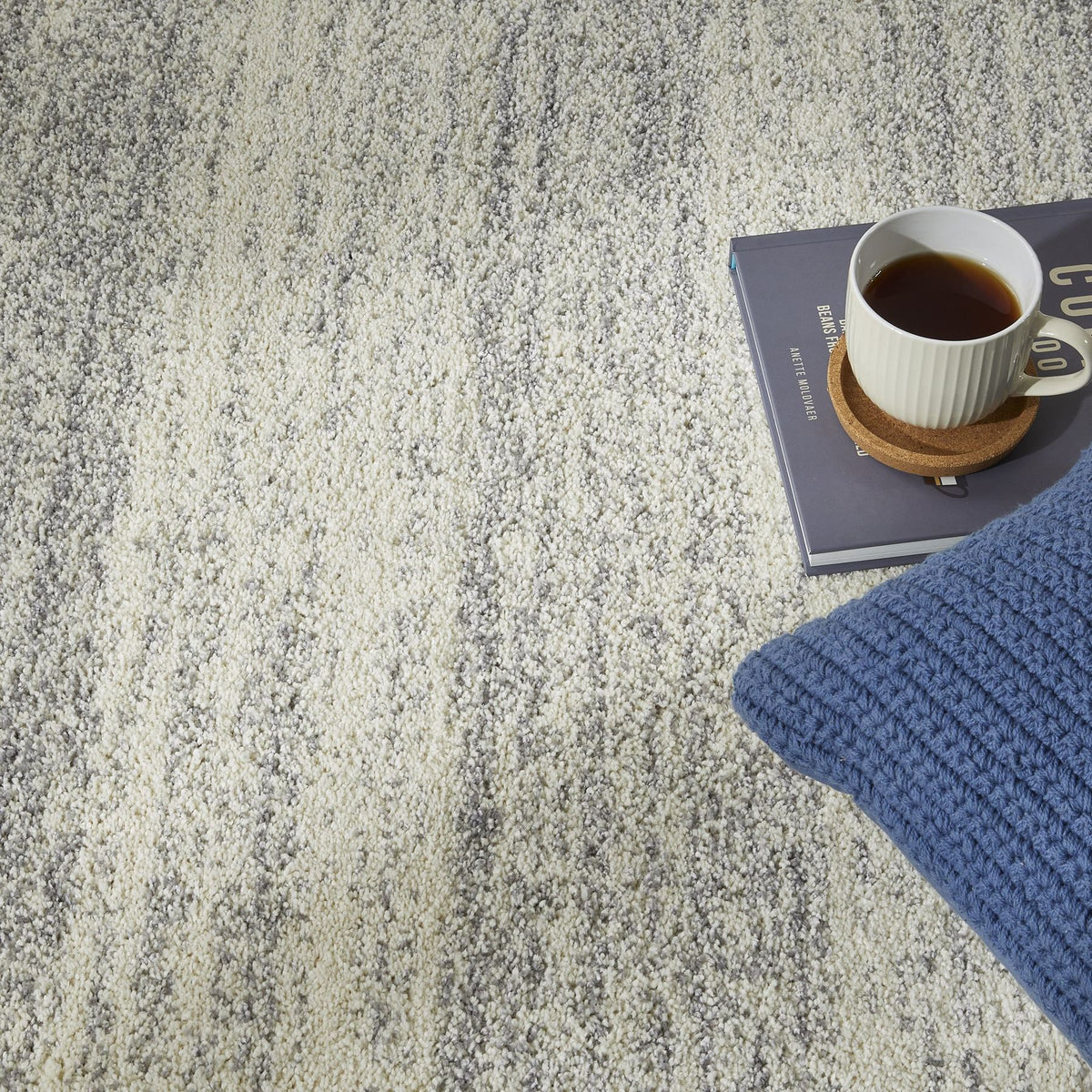 Somerset Melange White Grey Shaggy Rug