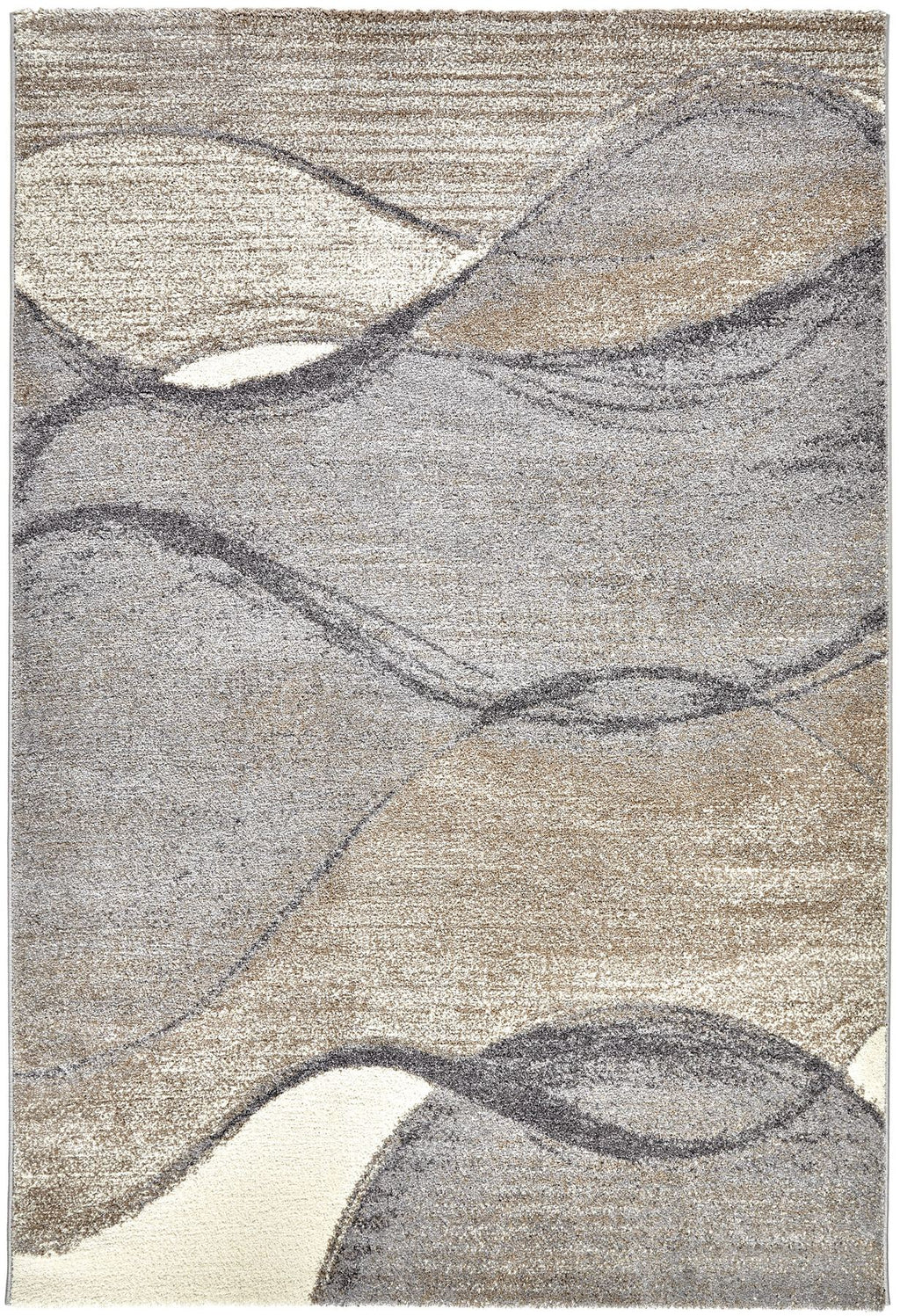 Somerset Wave Grey Beige Shaggy Rug