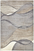 Somerset Wave Grey Beige Shaggy Rug