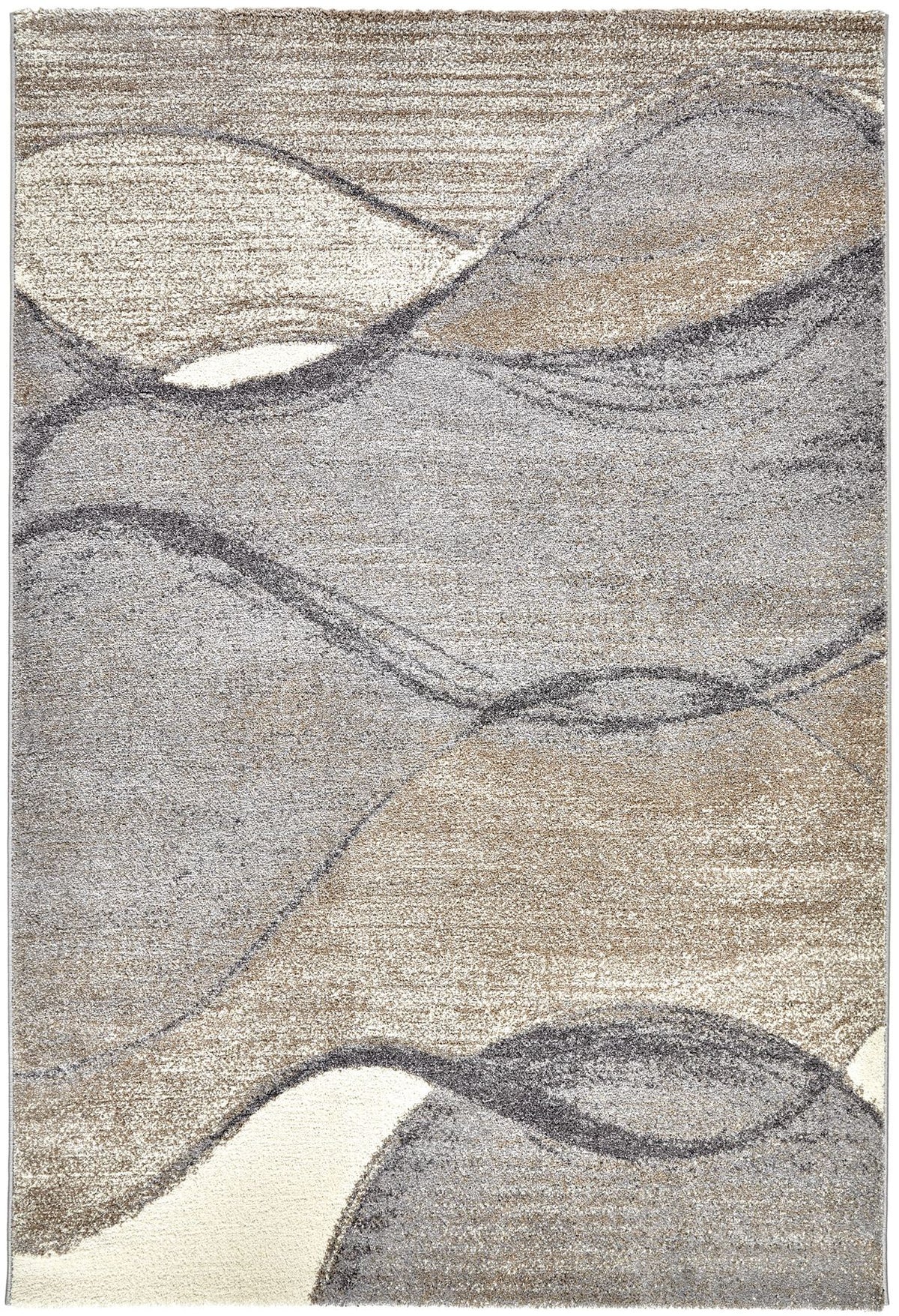 Somerset Wave Grey Beige Shaggy Rug