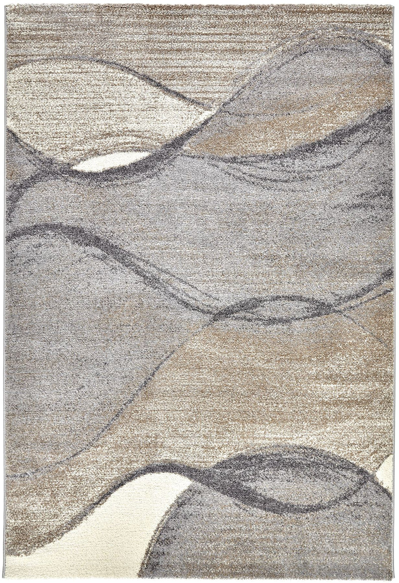 Somerset Wave Grey Beige Shaggy Rug