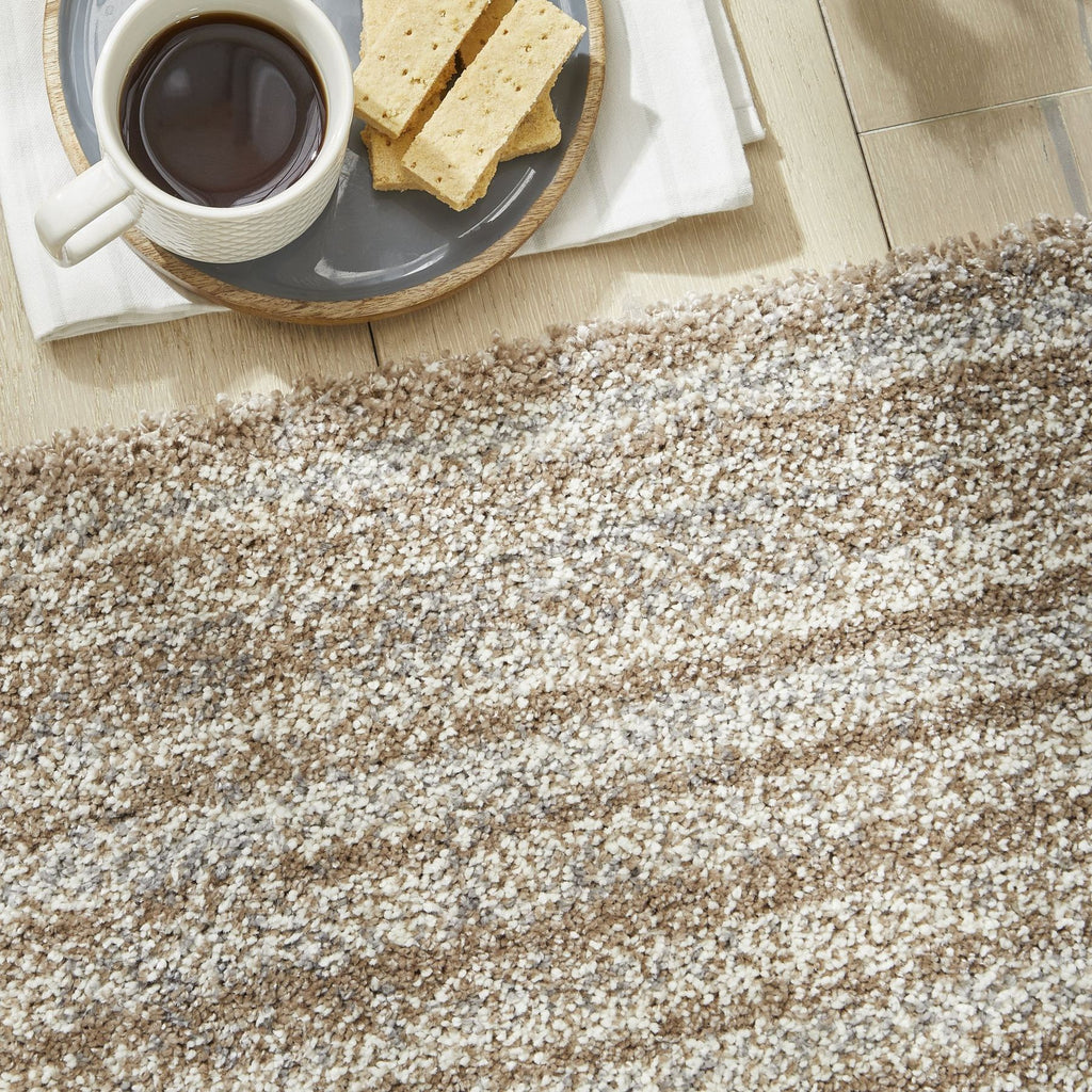 Somerset Wave Grey Beige Shaggy Rug