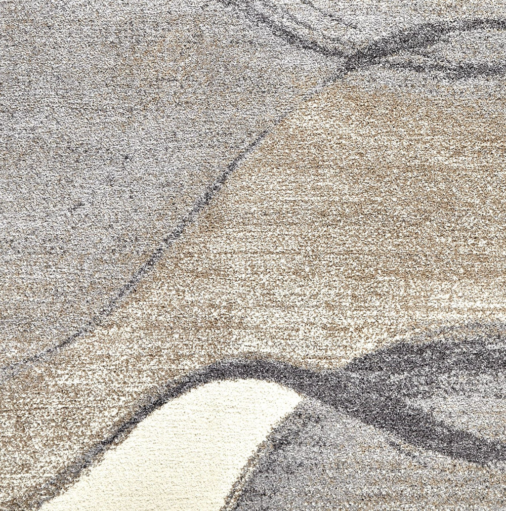 Somerset Wave Grey Beige Shaggy Rug