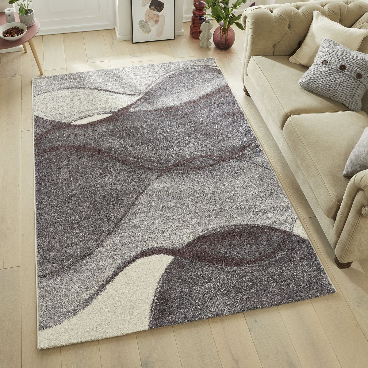 Somerset Wave Plum Shaggy Rug