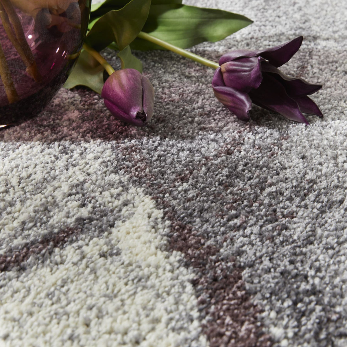 Somerset Wave Plum Shaggy Rug