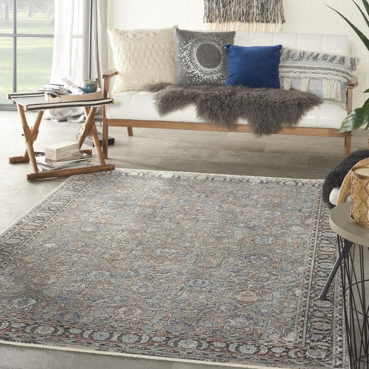 Starry Nights Damask Grey Navy Rug