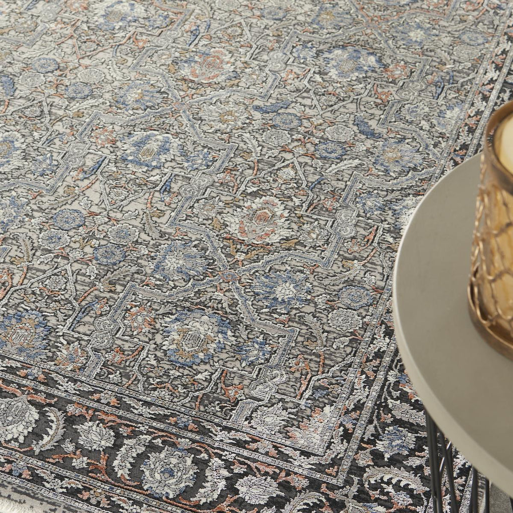 Starry Nights Damask Grey Navy Rug