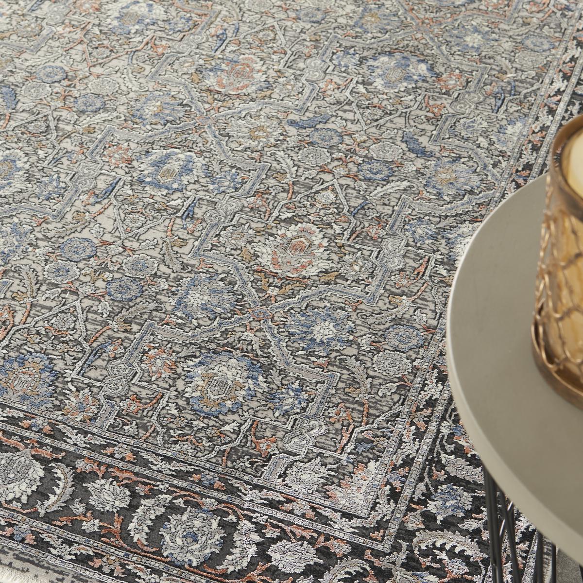 Starry Nights Damask Grey Navy Rug
