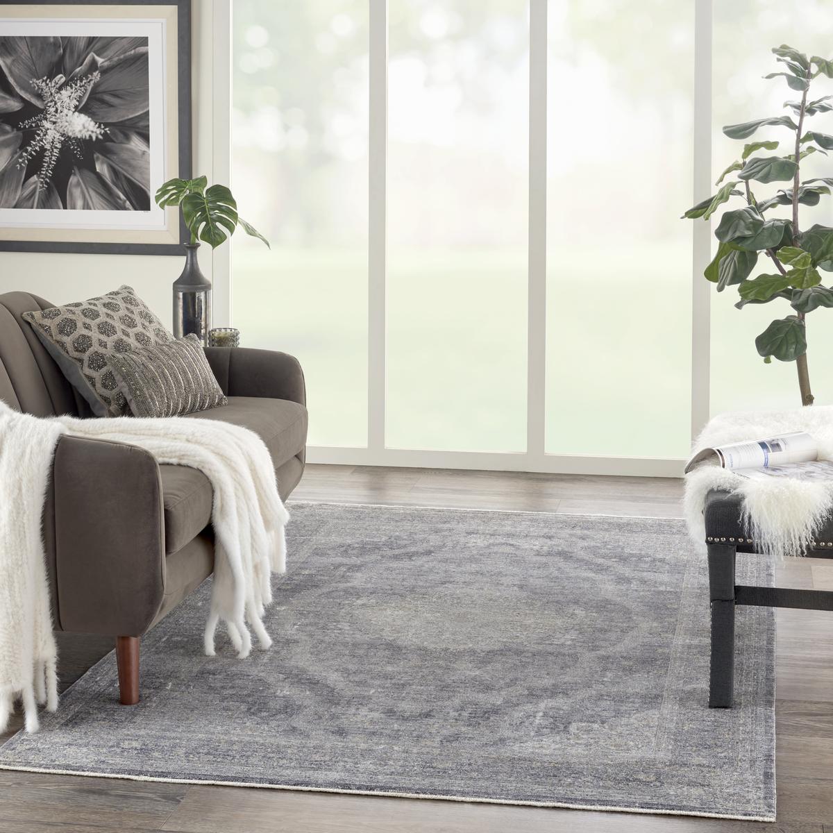 Starry Nights Medallion Charcoal Cream Rug