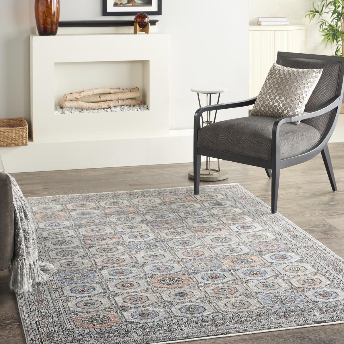 Starry Nights Rosette Grey Navy Rug