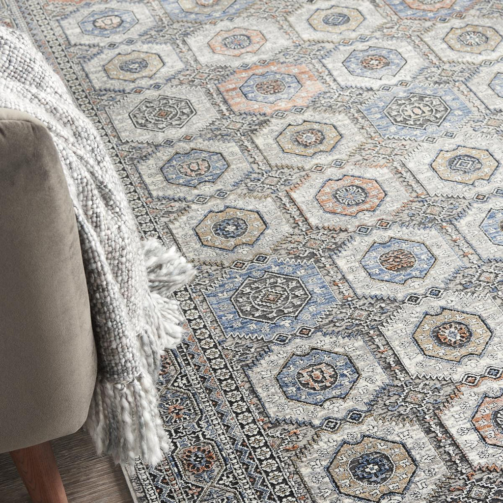Starry Nights Rosette Grey Navy Rug