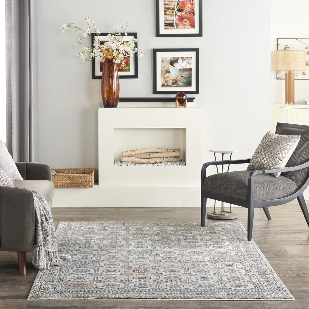 Starry Nights Rosette Grey Navy Rug