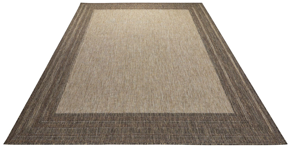 Sumac Border Beige Brown Indoor Outdoor Rug