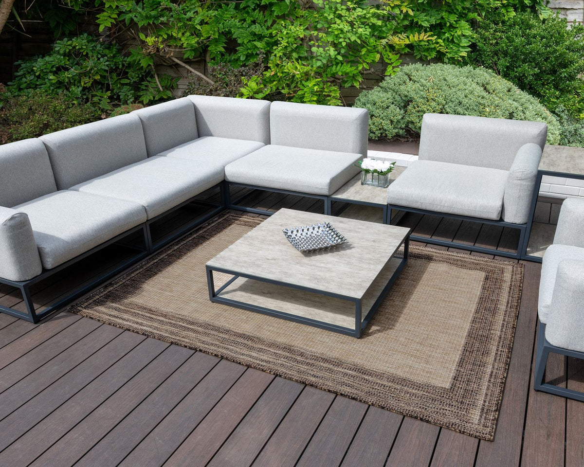 Sumac Border Beige Brown Indoor Outdoor Rug
