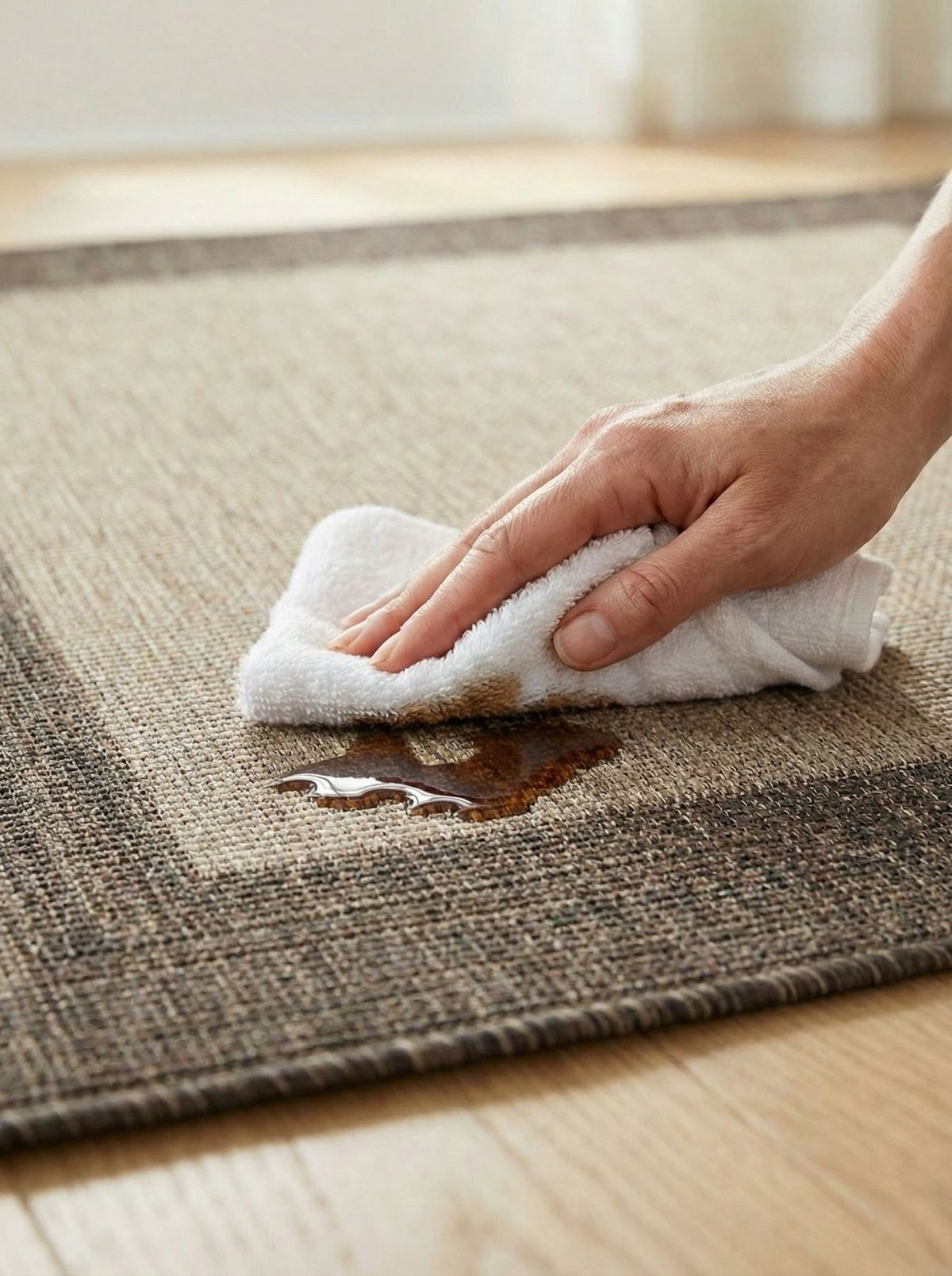 Sumac Border Beige Brown Indoor Outdoor Rug