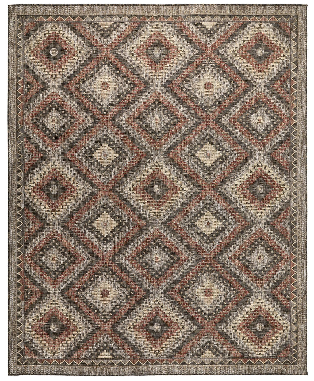 Sumac Diamond Brown Rust Indoor Outdoor Rug