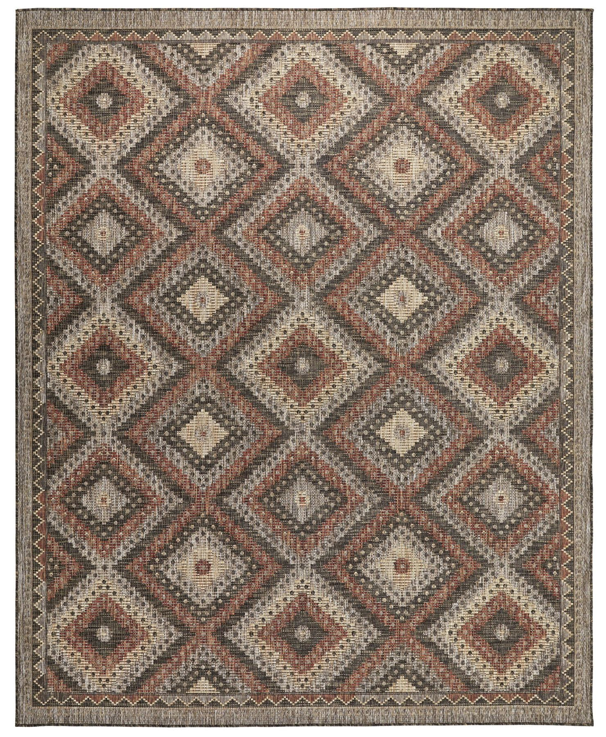 Sumac Diamond Brown Rust Indoor Outdoor Rug