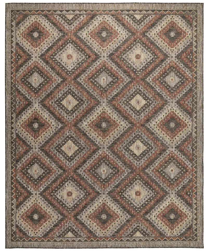 Sumac Diamond Brown Rust Indoor Outdoor Rug