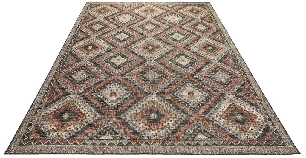 Sumac Diamond Brown Rust Indoor Outdoor Rug