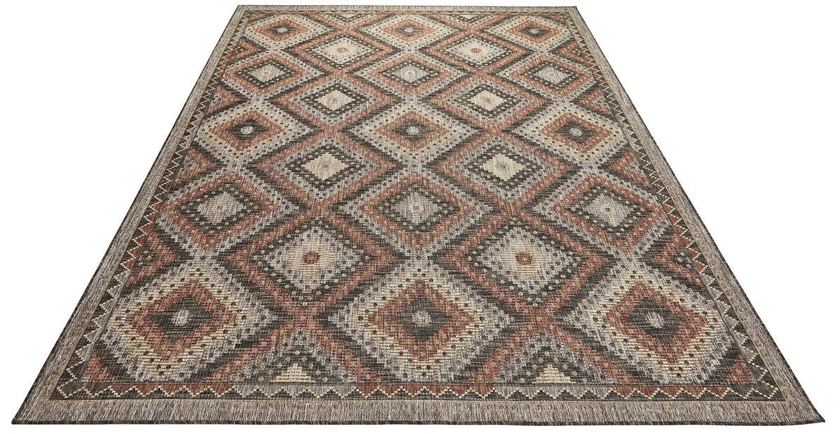Sumac Diamond Brown Rust Indoor Outdoor Rug