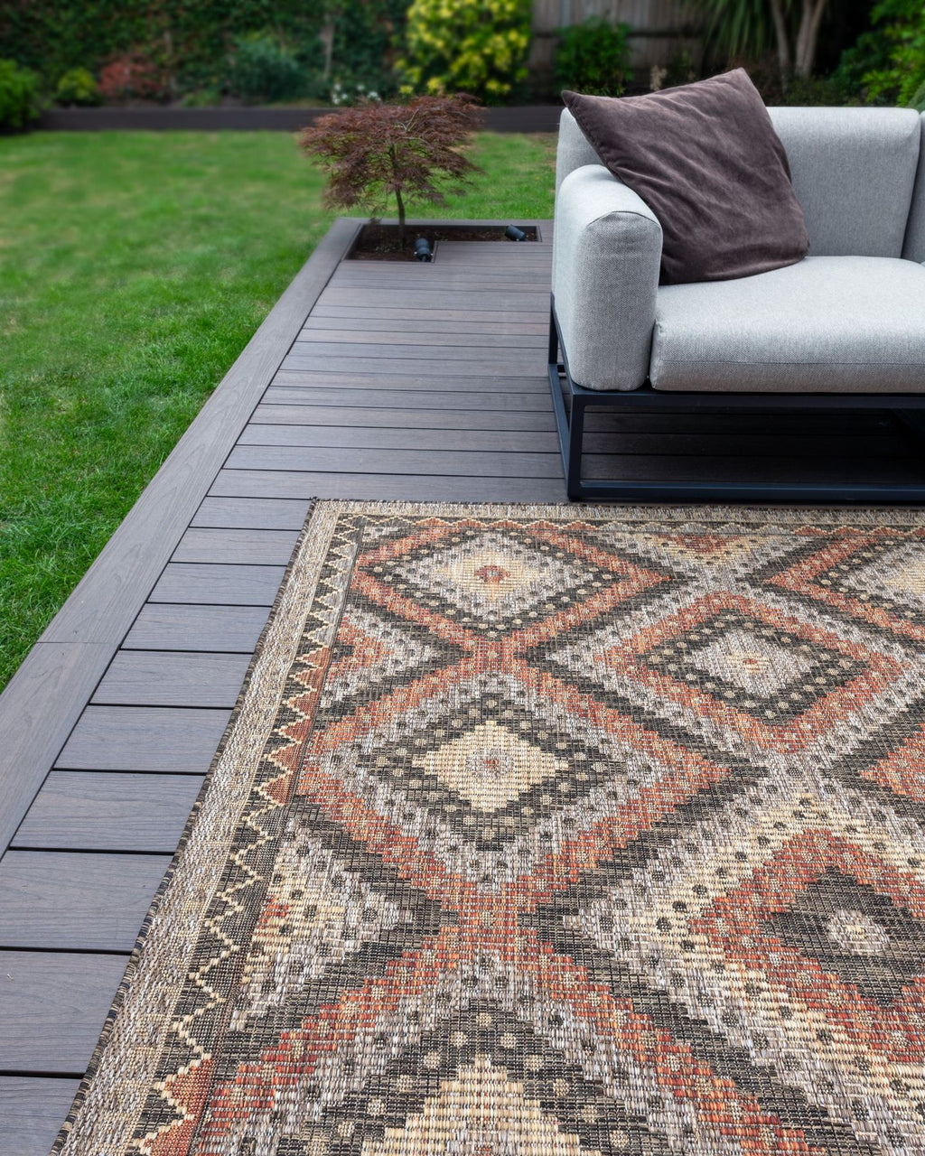Sumac Diamond Brown Rust Indoor Outdoor Rug