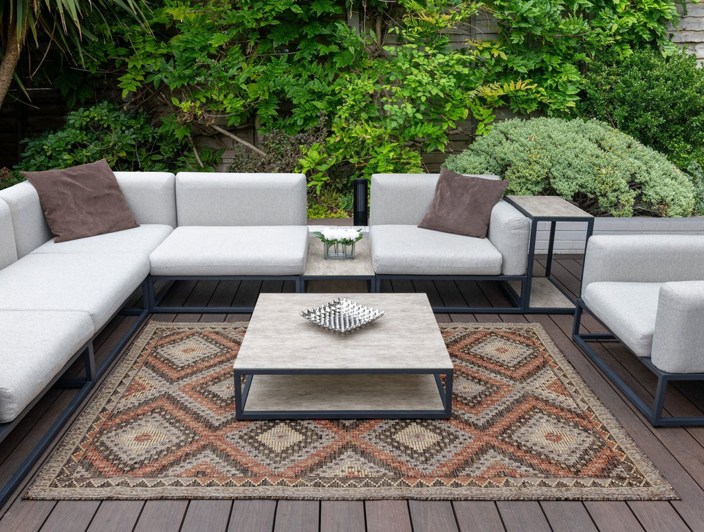 Sumac Diamond Brown Rust Indoor Outdoor Rug