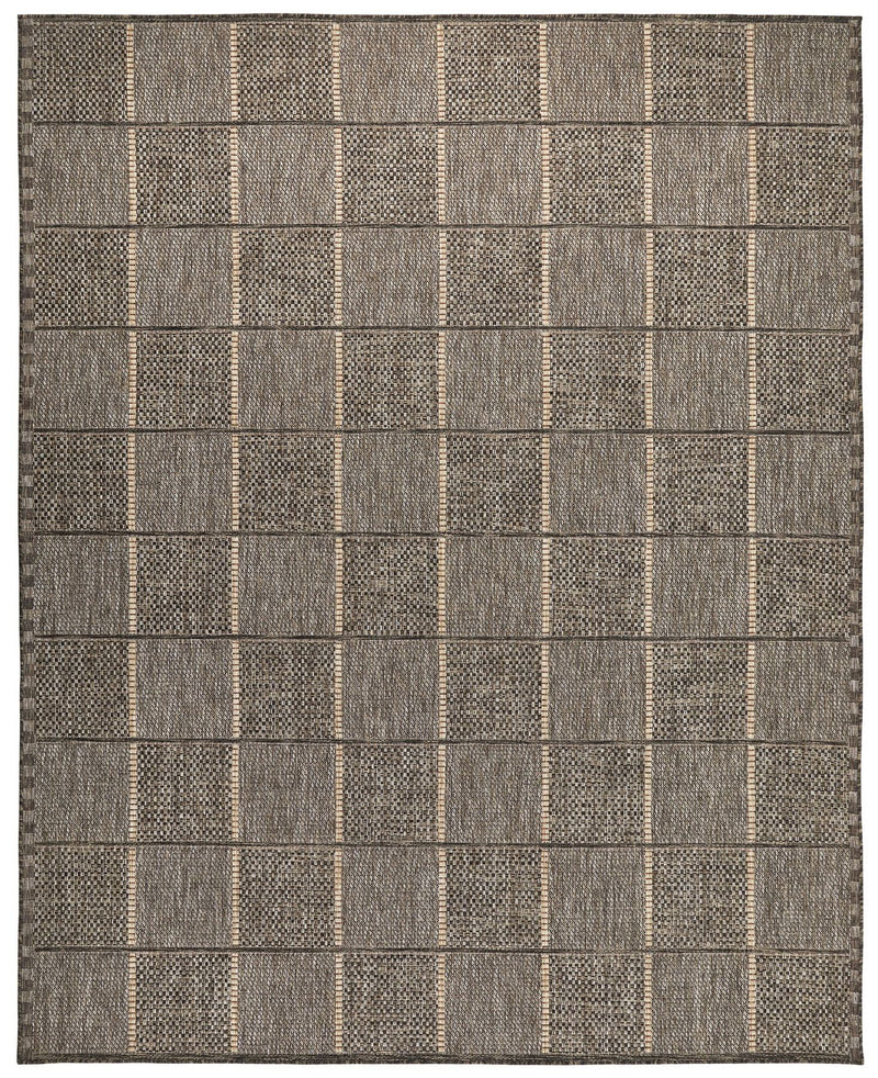 Sumac Grid Mocha Indoor Outdoor Rug