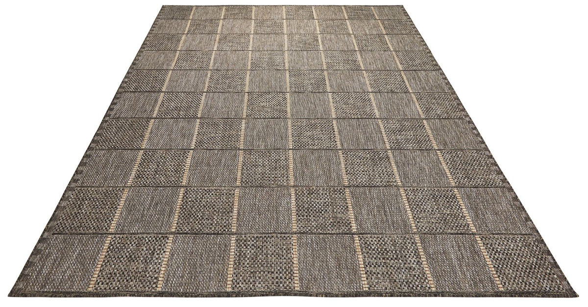 Sumac Grid Mocha Indoor Outdoor Rug