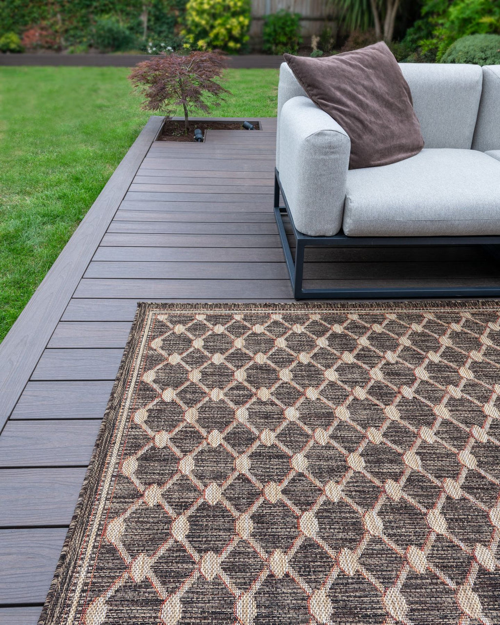 Sumac Trellis Brown Indoor Outdoor Rug
