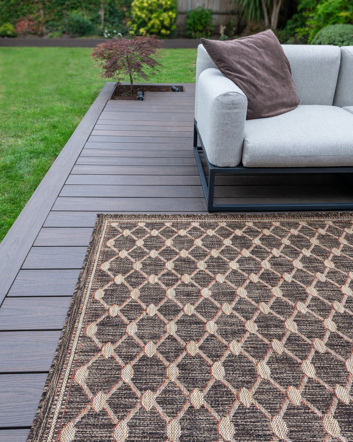 Sumac Trellis Brown Indoor Outdoor Rug