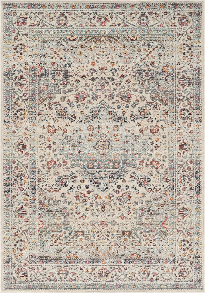 Vintage Kashan Floral Medallion Teal Rug
