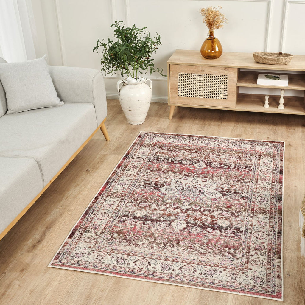 Vintage Kashan Medallion Red Rug
