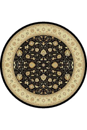 Noble Art Traditional Persian Agra Design Rug - Black Beige 6529/090-Circle 135 cm (4'5")