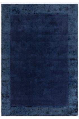 Ascot Border Wool Viscose Rug - Navy-80 x 150 cm - 2ft8in x 5ft