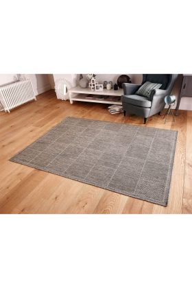 Checked Flat Weave Rug - Grey 