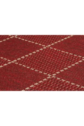 Checked Flat Weave Rug - Red 