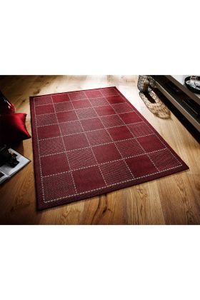 Checked Flat Weave Rug - Red  -  120 x 160 cm (4' x 5'3