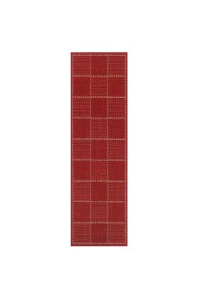Checked Flat Weave Hall Runner - Red - 60 x 230 cm