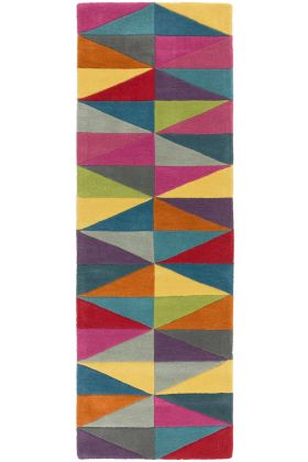 Funk 08 Triangles Multi Coloured Rug -  Runner 70 x 200 cm (2'3" x 6'6")