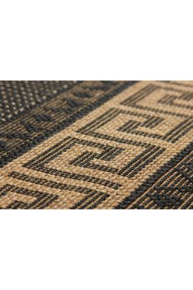 Greek Key Flat weave Rug  - Black