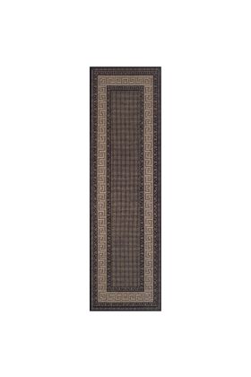 Greek Key Flat weave Hall Runner  - Black 60 x 230 cm