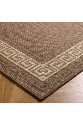 Greek Key Flat weave Rug  - Brown -  60 x 110 cm (2' x 3'7")