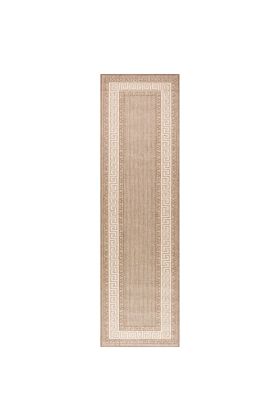 Greek Key Flat weave Hall Runner  - Brown - 60 x 230 cm