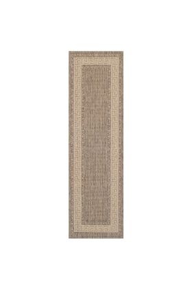 Greek Key Flat weave Hall Runner  - Grey - 60 x 180 cm