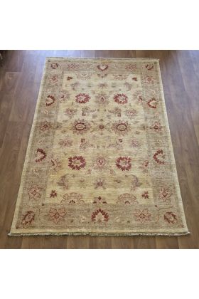 Afghan Ziegler Hand-knotted Traditional Wool Rug - Gold Red 134 x 197 cm